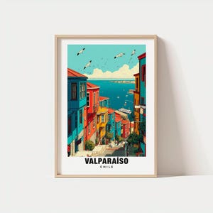 Valparaiso Chile Travel Poster - Colorful Cityscape
