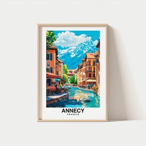 Annecy Print - France Poster, Travel Wall Art, Scenic View, Lake Landscape, Alpine Backdrop, Historic Town, Canals Decor, Travel Poster