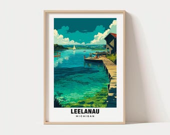 Leelanau Poster, Michigan - Michigan Print,  Leelanau Travel Gift,  Leelanau Poster, Digital Download, Birthday Gift, Wedding Gift
