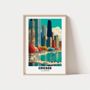 Chicago, USA  Travel Print Wall Art, Illinois - USA City Print, Illinois, USA Travel Gift, Illinois, America Poster, Digital Download