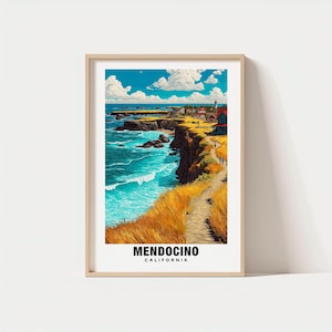 Mendocino Print - California Poster, Travel Wall Art, Coastal Print, Scenic Art, Beach Decor, Ocean View, Seaside Landscape, Travel Poster