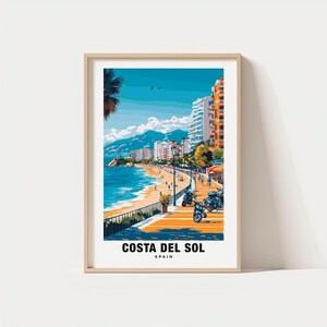 Costa del Sol Druck - Spanien Poster, Küstenansichten, Reisekunst, Strandszene, Sonnige Flucht, Mediterraner Charme, Küstenschönheit