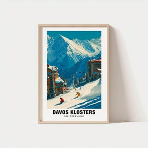 Davos Klosters Print – Switzerland Poster, Alpine Views, Travel Art, Ski Resort Charm, Snowy Peaks, Winter Escape, Mountain Beauty