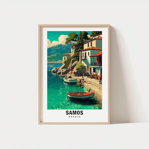 Samos Print - Greece Poster, Travel Wall Art, Island Print, Coastal Decor, Scenic Art, Mediterranean Print, Travel Poster, Greek Culture