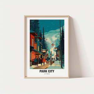 Park City Print - USA Poster, Reise, Wandkunst, Malerischer Druck, Ski-Resort, Bergblick, Winterlandschaft, Naturdekor, Utah