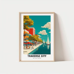 Grand Traverse Bay Print – USA Poster, Travel Art, Lake Scene, Scenic Coast, Nature Escape, Michigan Poster, Traverse City Decor, Bay Wall