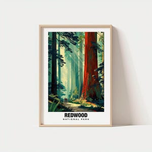 Redwood National Park Print - USA Poster, Travel Wall Art, Scenic Print, Towering Trees, Nature View, Forest Landscape, California Decor