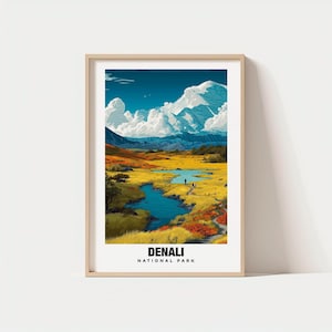 Denali National Park, Alaska Travel Print Wall Art - Alaska Print, Digital Download, Alaska Travel Art, National Park Poster, Alaska Poster