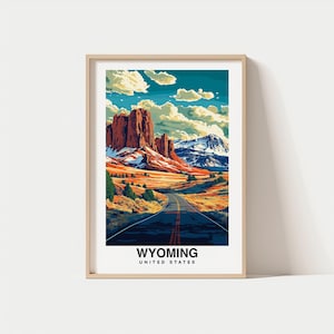 Impression de voyage dans le Wyoming, Wyoming - États-Unis, cadeau de voyage, affiche de ville imprimable, téléchargement numérique, cadeau d'anniversaire, affiche de cadeau de mariage