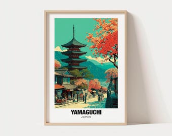 Yamaguchi Wall Art, Yamaguchi Japan Print, Yamaguchi Watercolor, Yamaguchi Gift, Travel Poster, Housewarming Gift