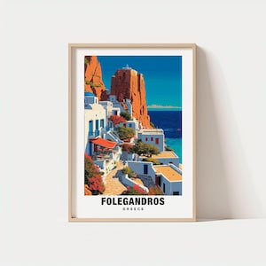 Folegandaros Poster – Griechenland Poster, Inselansichten, Häuser an den Klippen, Ägäischer Charme, FolegAndros Schönheit, Reisekunst, FolegAndros Poster, Dekor