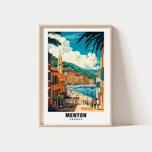Impresión de Menton - Cartel de Francia, Vistas de Menton, Ciudad de Menton, Playas de Menton, Encanto de Francia, Belleza de Menton, Patrimonio de Menton, Arte de Menton