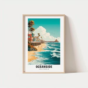 Oceanside Print – California Poster, Coastal Views, Travel Art, Ocean Scene, Seaside Escape, Beach Charm, Sunset Glow, California Vibes