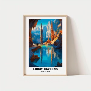 Stampa delle caverne di Luray - Poster della Virginia, viste delle caverne di Luray, punti di riferimento delle caverne di Luray, città delle caverne di Luray, fascino della Virginia, arte delle caverne di Luray