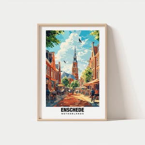 Enschede Print - Reiseposter, Niederländische Kunst, Stadtansicht, Historische Orte, Malerische Parks, Lebendige Kultur, Der Charme der Niederlande, Urbane Landschaft