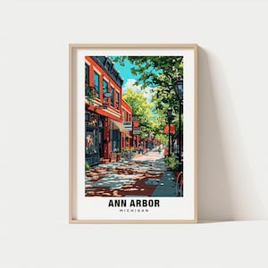 Impressão de viagem de Ann Arbor, presente de viagem de Ann Arbor - Michigan, pôster da cidade para impressão, download digital, presente de casamento, presente de aniversário