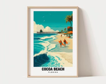 Cocoa Beach Travel Print, Cocoa Beach - Florida Travel Gift, Printable City Poster, Digital Download, Wedding Gift, Birthday Present