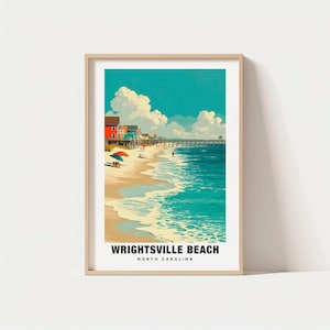 Wrightsville Beach Print – North Carolina Poster, Coastal Views, Travel Art, Beach Scene, Ocean Charm, Seaside Beauty, Sunset Glow,Beach Art