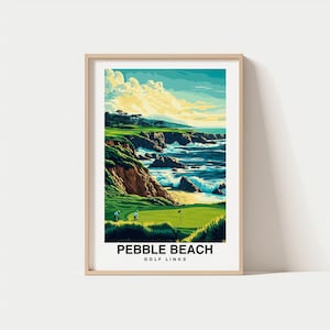 Pebble Beach Golf Links Druck - Kalifornien Poster, Reise Wandkunst, Küstendruck, USA Poster, Malerische Kunst, Meeresblick, Golf Platz Druck