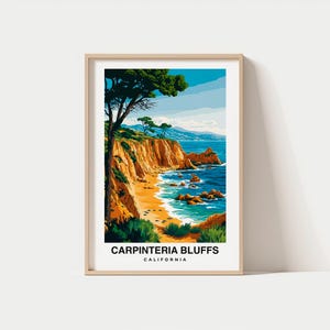 Impresión de Carpinteria Bluffs: póster de California, arte mural de viajes, impresión costera, arte escénico, decoración de playa, vista al mar, paisaje costero