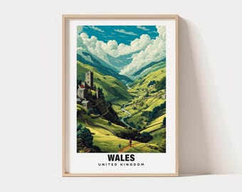 Cuadros murales con paisajes de Gales, montañas y costa (descarga digital)