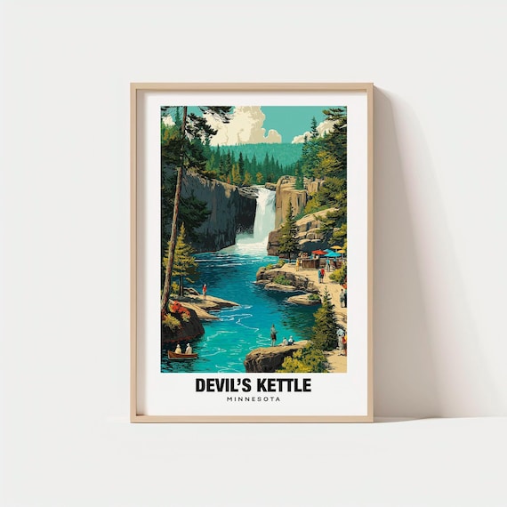 Devil's Kettle Waterfall Print: Minnesota Travel Poster - Etsy