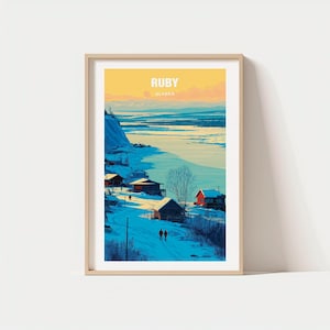 Plakat z podróży Ruby – wydruk artystyczny z górniczym miastem