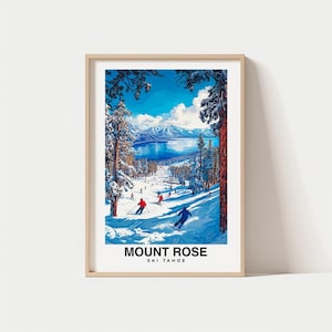 Impresión de pared de esquí de Mount Rose, Tahoe - Impresión de Tahoe, regalo de viaje de esquí de Mount Rose, póster de esquí de Mount Rose, descarga digital, regalo de cumpleaños