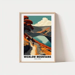 Impressão das Montanhas Wicklow – Pôster do País de Gales, Arte de Viagem, Cena da Cidade, Vista do Rio, Charme Histórico, Fuga Urbana, Paisagem Cultural, Pôster Cênico
