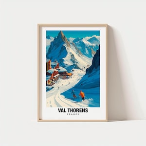 Val Thorens Travel Print, Val Thorens Ski Poster, France Ski Poster, Val Thorens Digital Download, Ski Resort Print, French Culture, Europe