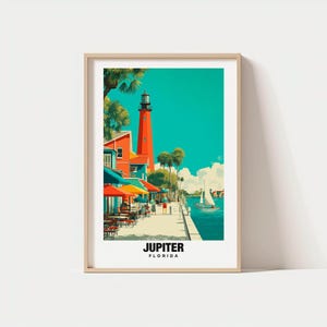 Jupiter City Print, Jupiter Travel Poster, Florida Travel Gift, Jupiter Digital Download, Florida Poster, Jupiter Gift, Coastal Travel Art