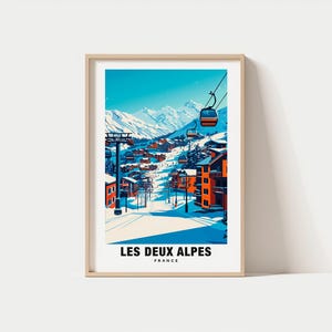 Les Deux Alpes Print – France Poster, Ski Resort Views, Travel Art, Snowy Peaks, Alpine Charm, Winter Escape, Skiing Adventure, Mountain Art