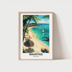 Impresión de Mauricio: póster de isla, arte mural de viaje, impresión costera, arte tropical, decoración escénica, impresión de playa, póster del océano, póster de viaje