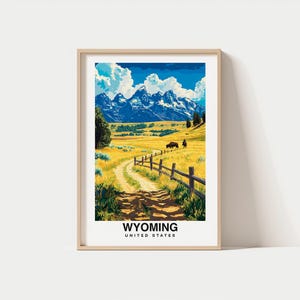 Impression de voyage dans le Wyoming, Wyoming - États-Unis, cadeau de voyage, affiche de ville imprimable, téléchargement numérique, cadeau d'anniversaire, affiche de cadeau de mariage