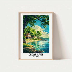 Cedar Lake Druck - USA Poster, Cedar Lake Kunst, Reiseplakat, Seeszene, Malerische Landschaft, Natur, Natur, Natur