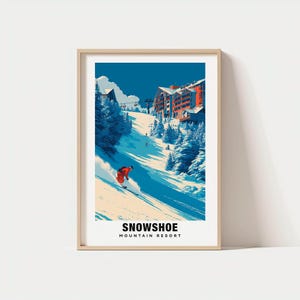 Snowshoe Mountain Print – West Virginia Poster, Resort Views, Travel Art, Ski Escape, Snowy Hills, Mountain Beauty, Winter Scene,Outdoor Fun