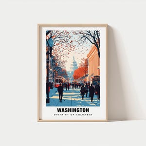 Washington DC Travel Print, Washington D.C. - United States Travel Gift, Printable City Poster, Digital Download, Wedding Gift, USA Capital