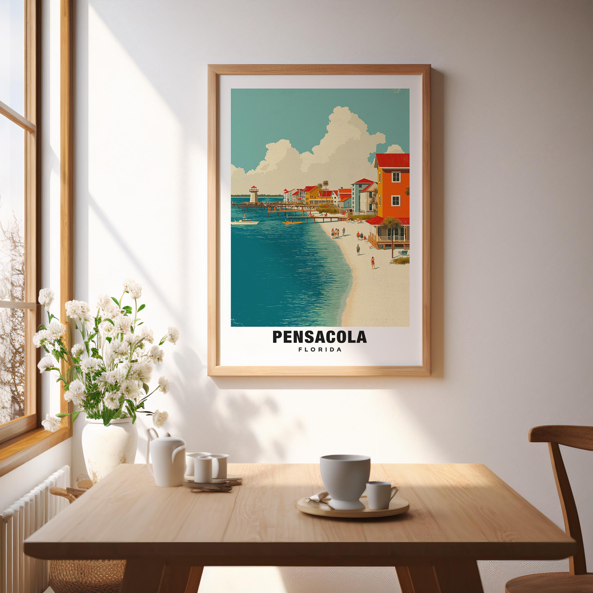 ペンサコーラ フロリダ プリント: 海岸旅行ポスター、ビーチの風景