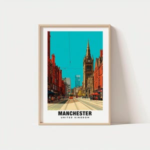 Manchester Print - England Poster, Travel Wall Art, Cityscape Print, UK Poster, Urban Art, Historic Decor, Scenic Print, Travel Poster