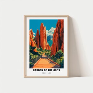 Garden of the Gods Print – Colorado Poster, Scenic Views, Travel Art, Red Rock Formations, Nature Escape, Mountain Backdrop, Outdoor Beauty