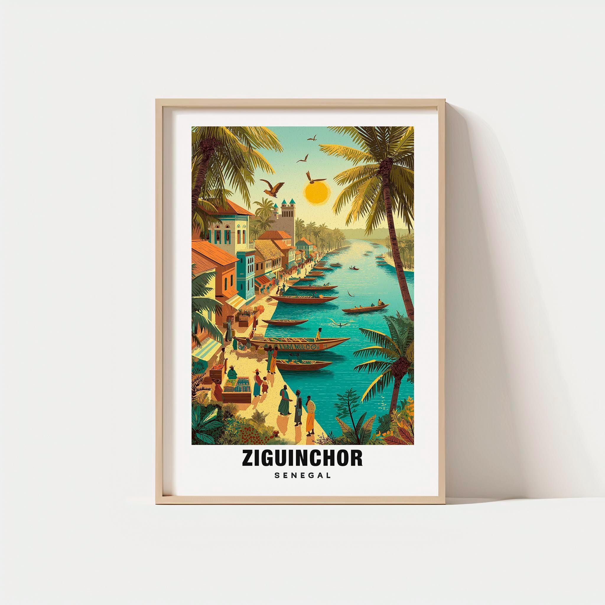ジガンショールのプリント - セネガルのポスター、川の景色