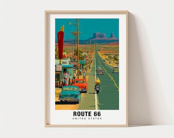 Route 66 Wall Art: Klassische Americana - Malerische Landstraße Ansichten