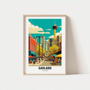 Garland Print - USA Poster, Garland Views, Garland Art, City Charm, Park Scene, Urban Beauty, Local Heritage, Texas Travel