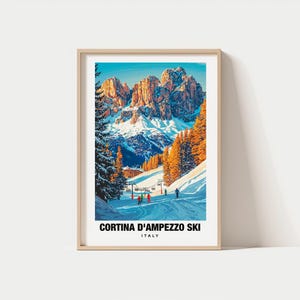 Cortina d&#39;Ampezzo Ski Print - Italy Poster, Cortina d&#39;Ampezzo Views, Cortina Ski Resort, Cortina Mountain, Italy Charm, Cortina Beauty