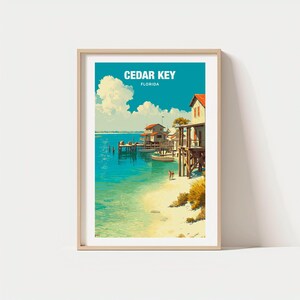 Cedar Key Travel Poster: Florida Gulf Coast Island Art Print