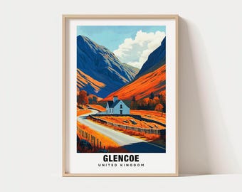 Glencoe-poster: Majestätiska skotska berg - Reseväggkonst