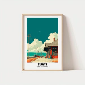 Clovis Print – plakat z USA, widoki Clovis, sztuka Clovis, urok miasta, historyczne krajobrazy, malownicze piękno, lokalne dziedzictwo, podróże po Nowym Meksyku