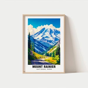 Impression du mont Rainier - affiche de Washington, vues du mont Rainier, monuments du mont Rainier, ville de Mount Rainier, charme de Washington, mont Rainier