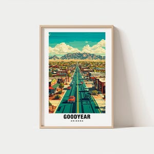 Good Year Print – Arizona Poster, Stadtansichten, Reisekunst, Wüsten-Szene, Landschaftliche Schönheit, Urbaner Charme, Berge im Hintergrund