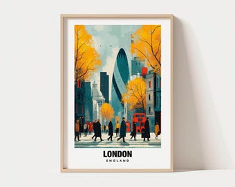 London City Print, London Travel Poster, United Kingdom Travel Gift, London Digital Download, United Kingdom Poster, London Gift, UK Poster